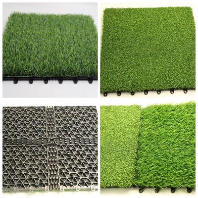 25-60 mm Alturas de pilha Grama artificial azulejos de interligação com suporte duplo PP NET PU