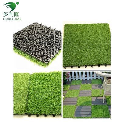 25-60 mm Alturas de pilha Grama artificial azulejos de interligação com suporte duplo PP NET PU