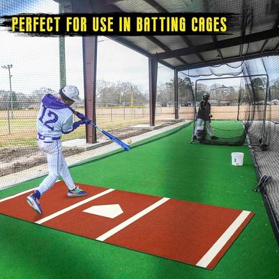 Basebol de grama sintética Red Batting Mat 12' X 6' para pad prática de batidas residenciais