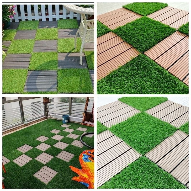 Telhas de relva artificial 30x30cm 3cm Alto Paço de feno Verde Adequado para interior e exterior